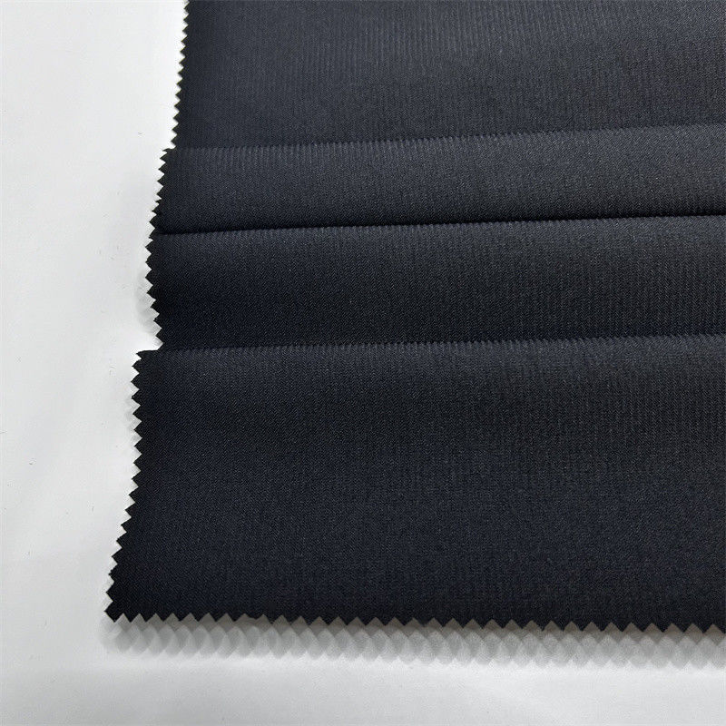 150D Tissu en polyester recyclé à étirement réduit en tissu tordu à bandes verticales 150D*150D Robes et jupes